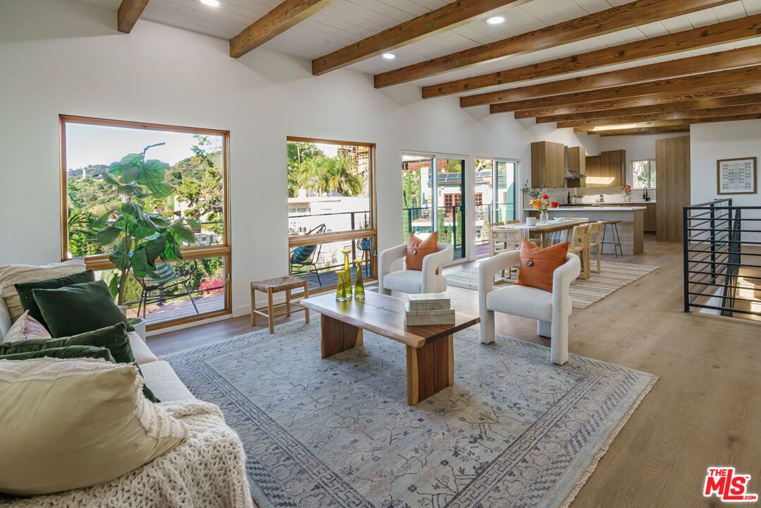 Interior, Kitchen, Living room, Recessed Lighting, Wooden Beams, Wood Texture Flooring