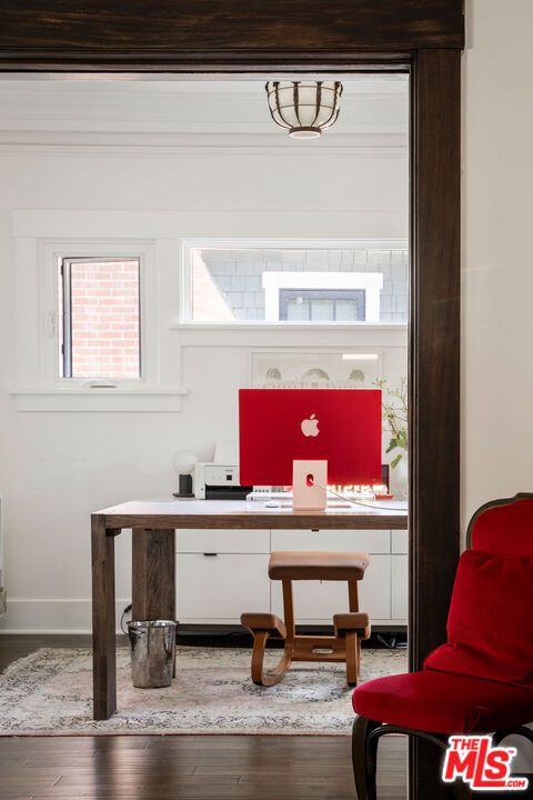 Home Office, Interior, Pendant Lights, Wood Texture Flooring