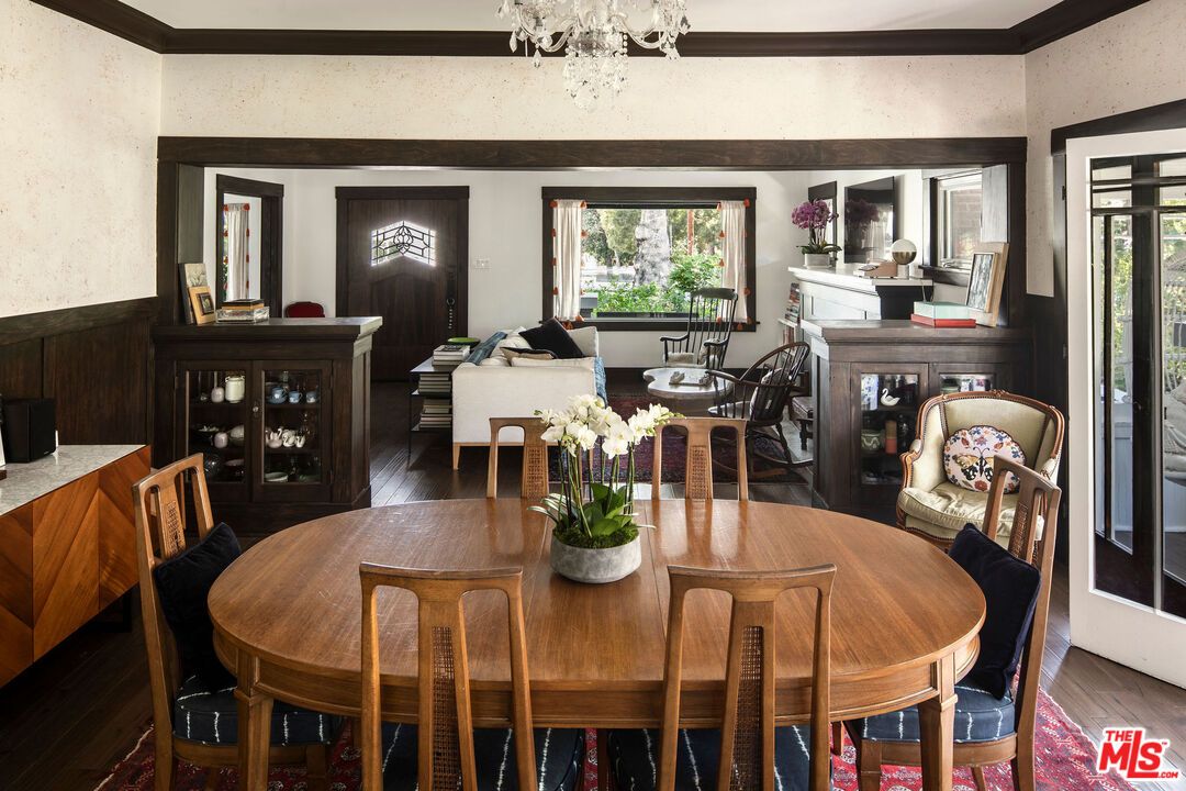 Chandelier, Dining room, Fireplace, Interior, Living room, Piano, Wood Texture Flooring