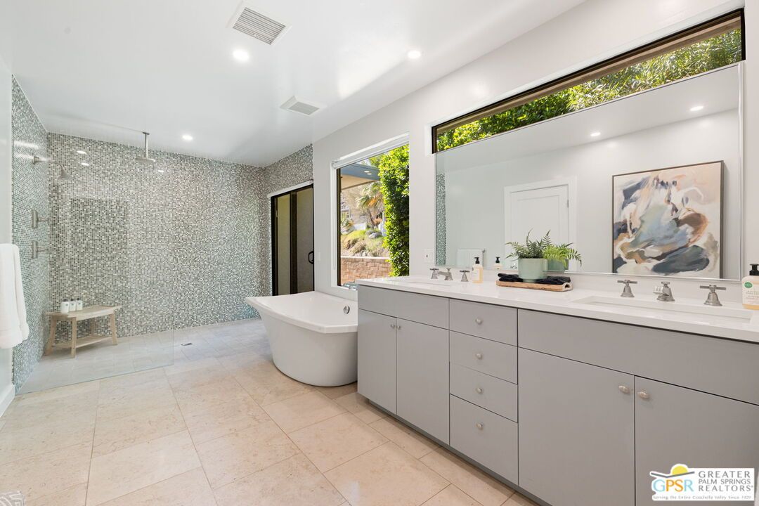 Bathroom, Dual Sink Vanities, Free Standing Baths, Glass Shower, Interior, Recessed Lighting
