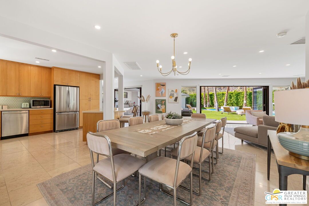 Chandelier, Dining room, Interior, Kitchen, Living room, Recessed Lighting, Stainless Steel Appliances