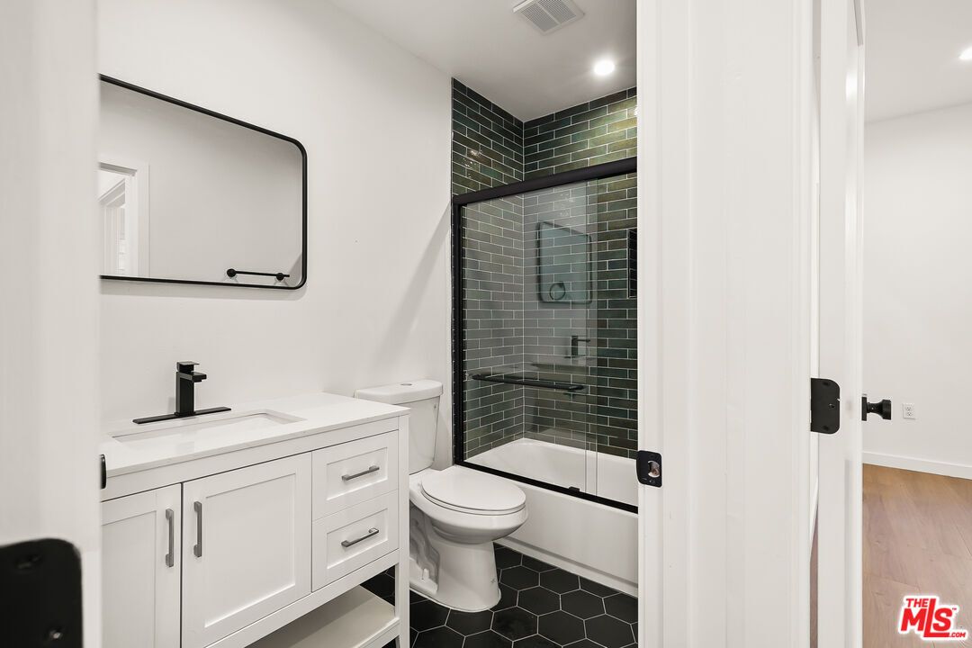 Bathroom, Glass Shower, Interior, Recessed Lighting, Wood Texture Flooring