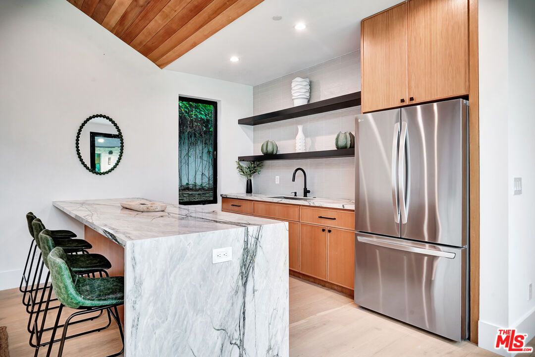 Interior, Kitchen, Recessed Lighting, Stainless Steel Appliances, Wooden Ceilings, Wood Texture Flooring