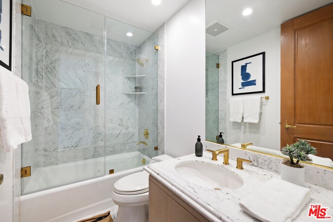 Bathroom, Glass Shower, Interior, Marble Walls, Recessed Lighting