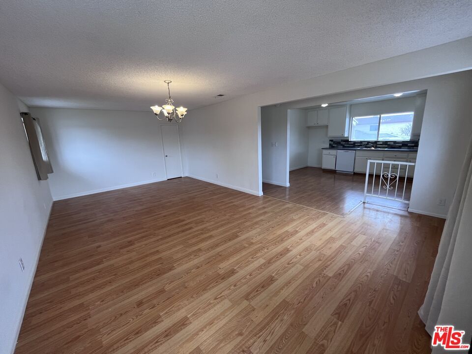 Chandelier, Empty room, Interior, Kitchen, Wood Texture Flooring
