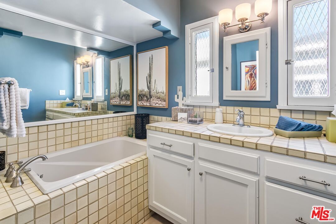 Bathroom, Dual Sink Vanities, Interior, Tile Countertops