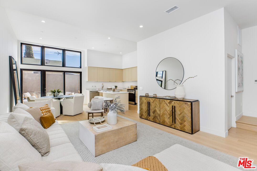 Dining room, Interior, Kitchen, Living room, Recessed Lighting, Wood Texture Flooring