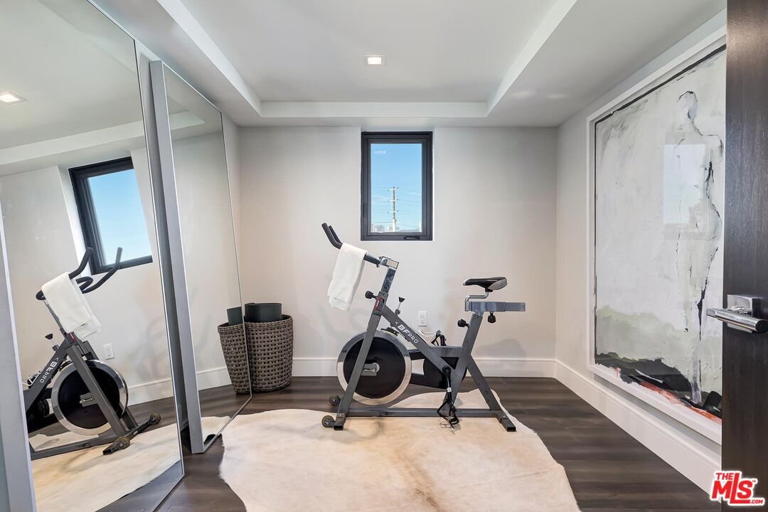Fitness Equipment, Interior, Recessed Lighting, Wood Texture Flooring