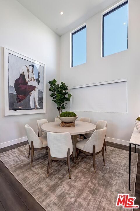 Dining room, Interior, Recessed Lighting, Wood Texture Flooring