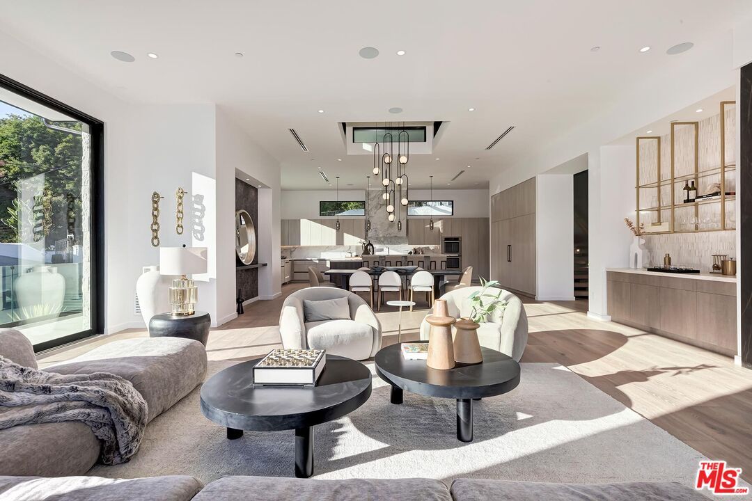 Interior, Kitchen, Living room, Pendant Lights, Recessed Lighting, Stainless Steel Appliances, Wood Texture Flooring