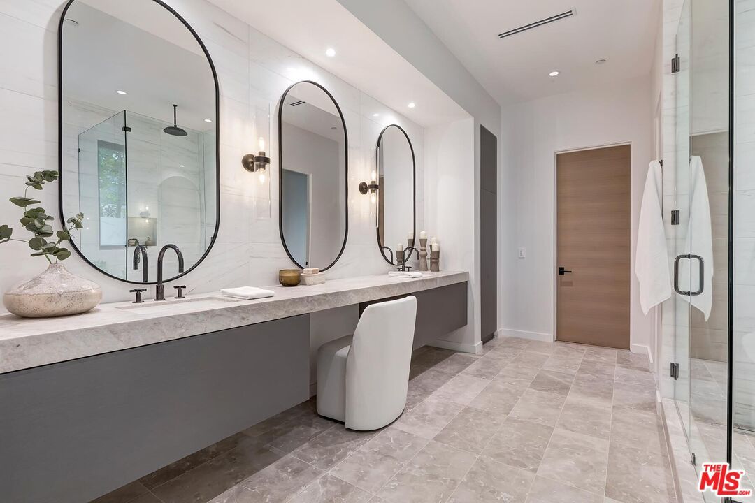 Bathroom, Dual Sink Vanities, Glass Shower, Interior, Recessed Lighting