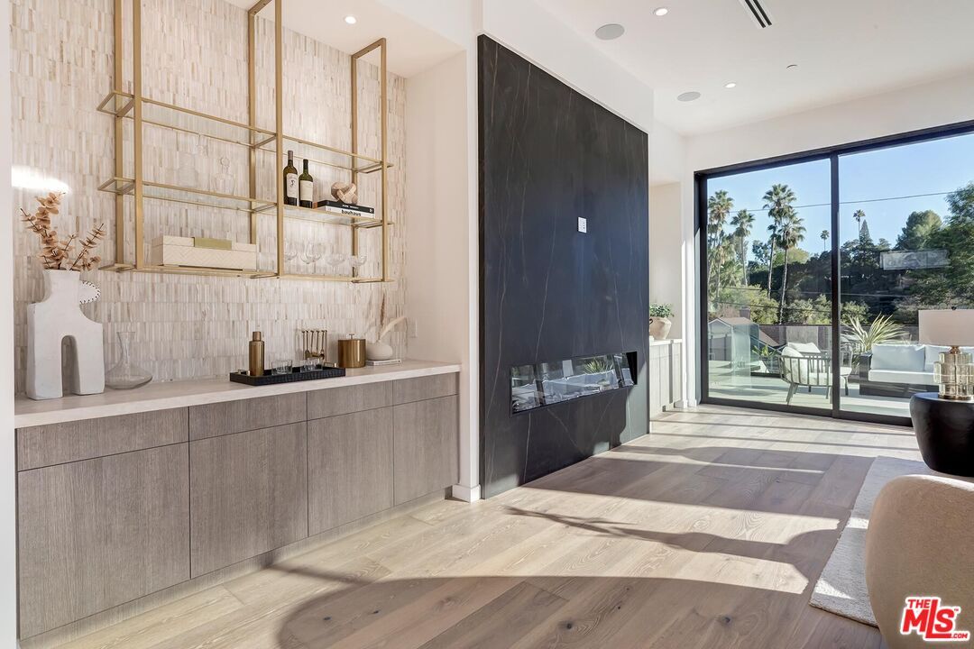 Fireplace, Interior, Recessed Lighting, Wood Texture Flooring