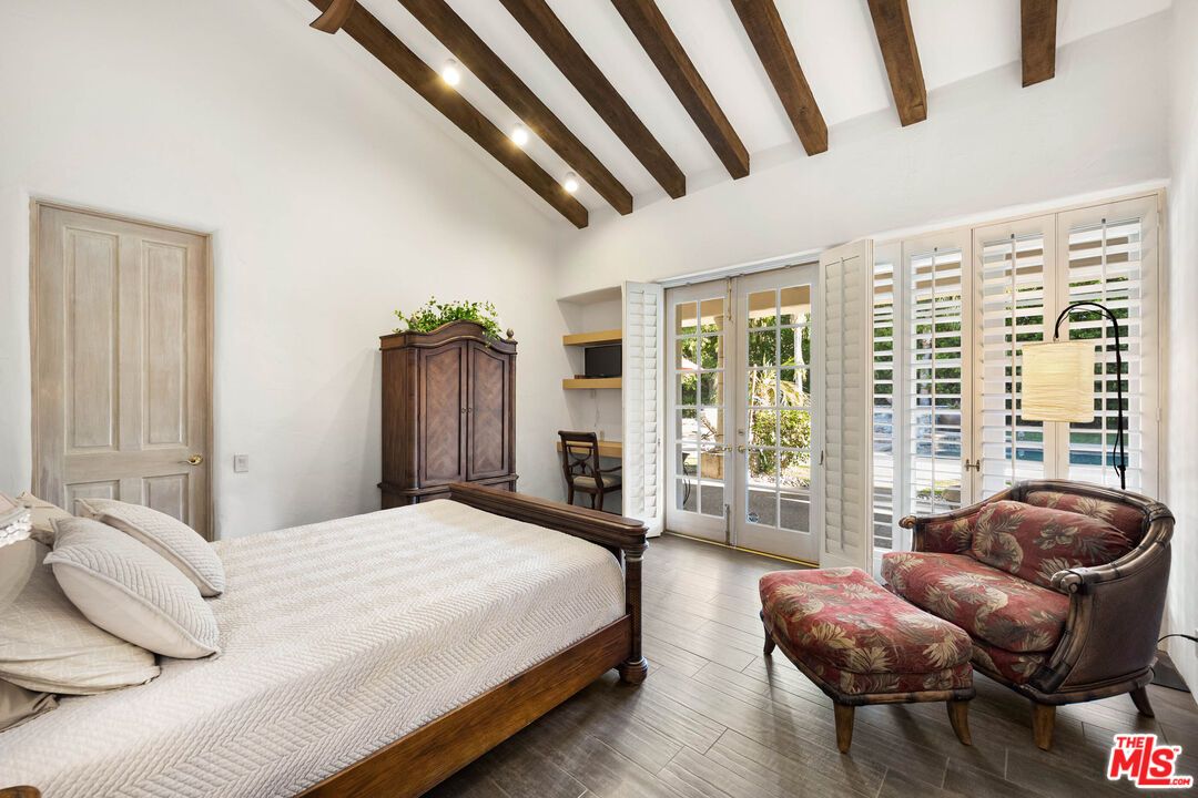 Bedroom, Interior, Recessed Lighting, Wooden Beams, Wood Texture Flooring