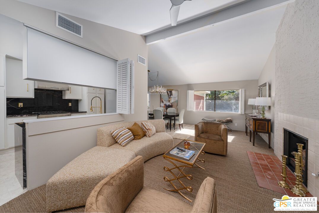 Chandelier, Dining room, Fireplace, Interior, Kitchen, Living room