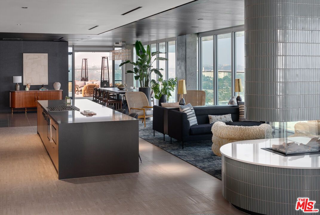 Dining room, Interior, Living room, Recessed Lighting, Wood Texture Flooring