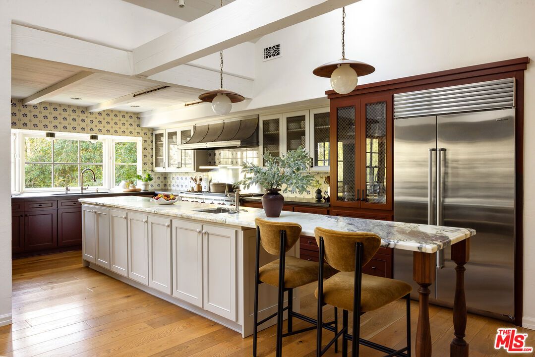 Interior, Kitchen, Pendant Lights, Stainless Steel Appliances, Wood Texture Flooring