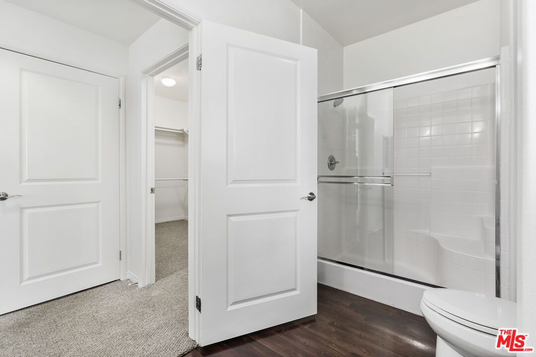 Bathroom, Glass Shower, Interior, Wood Texture Flooring