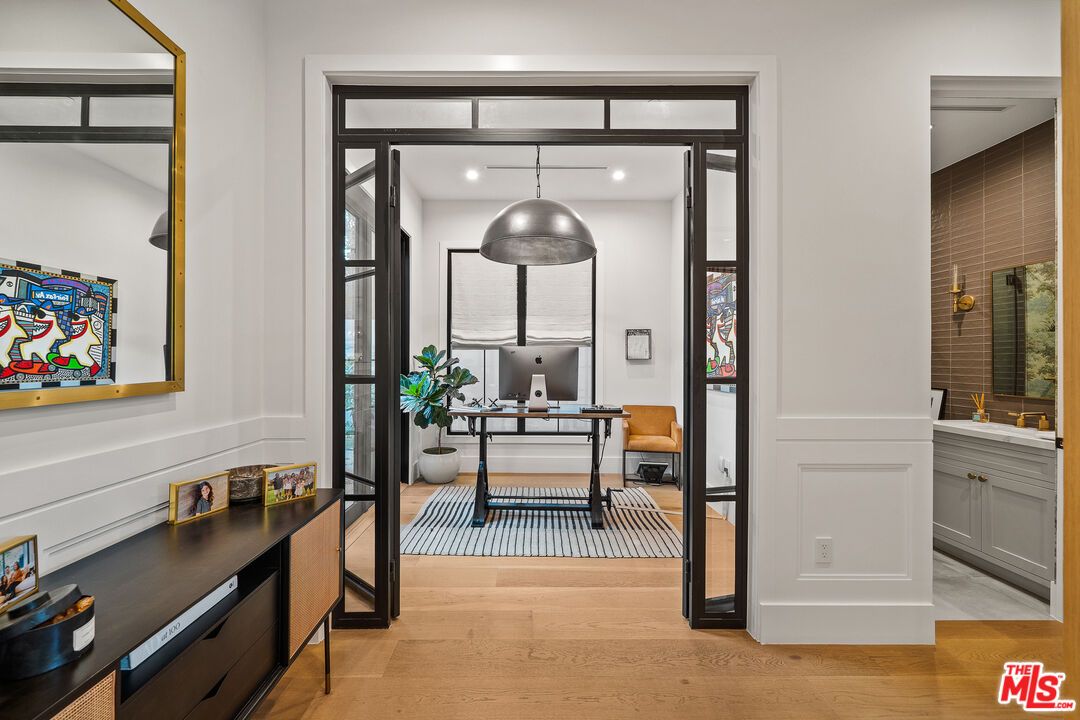 Home Office, Interior, Pendant Lights, Wood Texture Flooring