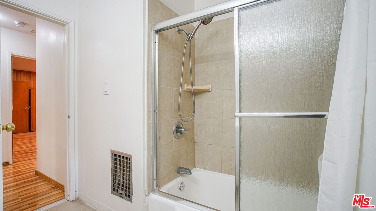 Bathroom, Glass Shower, Interior, Wood Texture Flooring