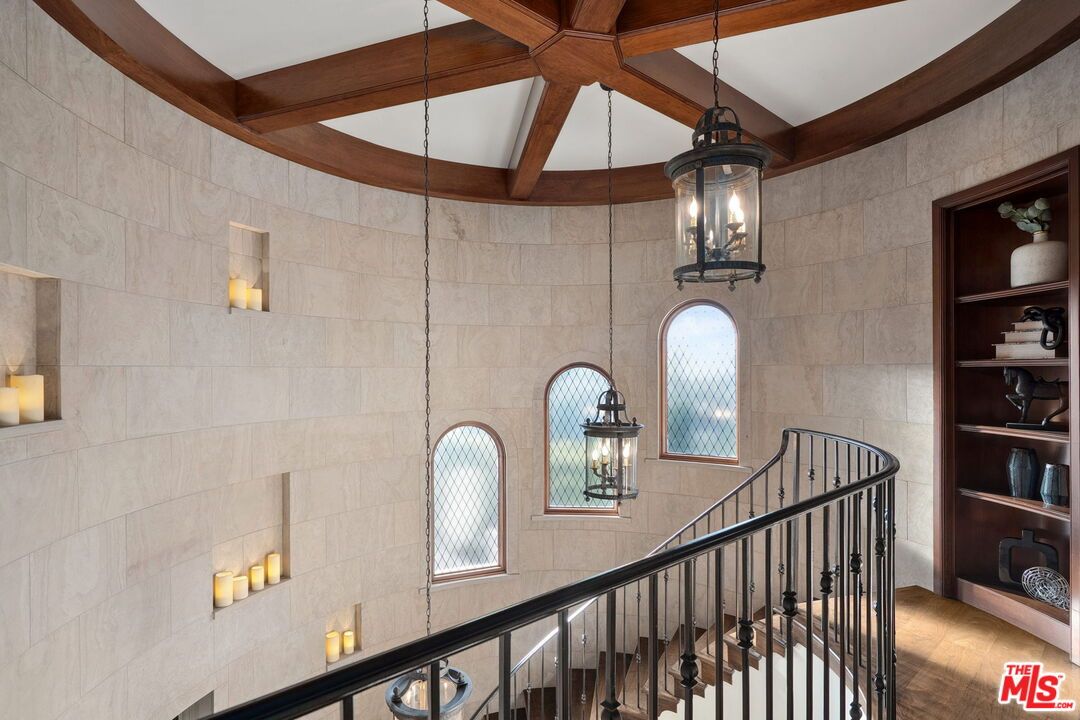 Interior, Pendant Lights, Stone Walls, Wooden Beams