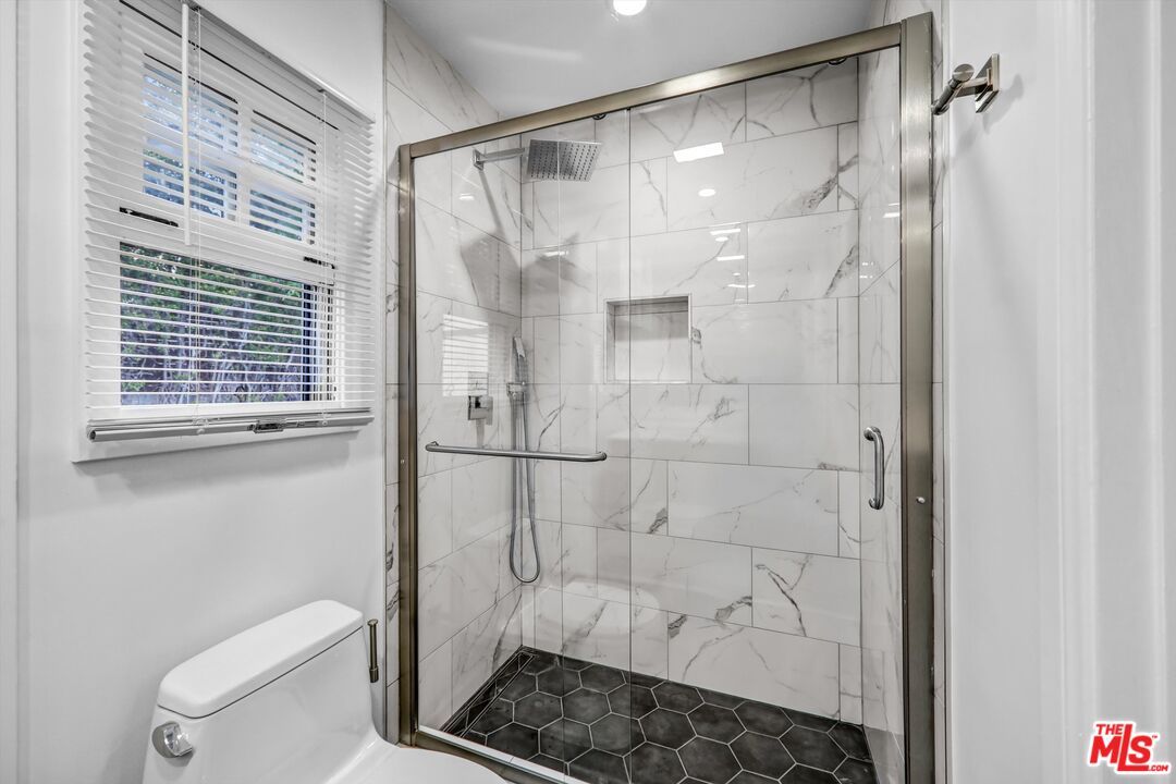 Bathroom, Glass Shower, Interior, Marble Walls, Recessed Lighting