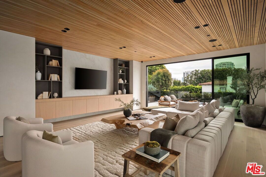 Interior, Living room, Recessed Lighting, Wooden Ceilings, Wood Texture Flooring