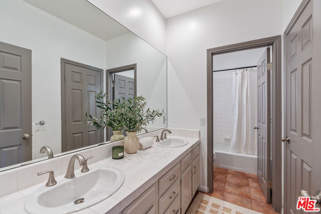 Bathroom, Dual Sink Vanities, Interior, Recessed Lighting, Tile Countertops