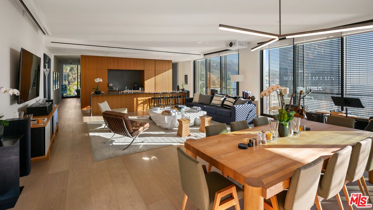 Dining room, Interior, Living room, Pendant Lights, Wood Texture Flooring