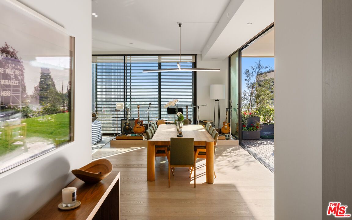 Dining room, Interior, Pendant Lights, Recessed Lighting, Wood Texture Flooring