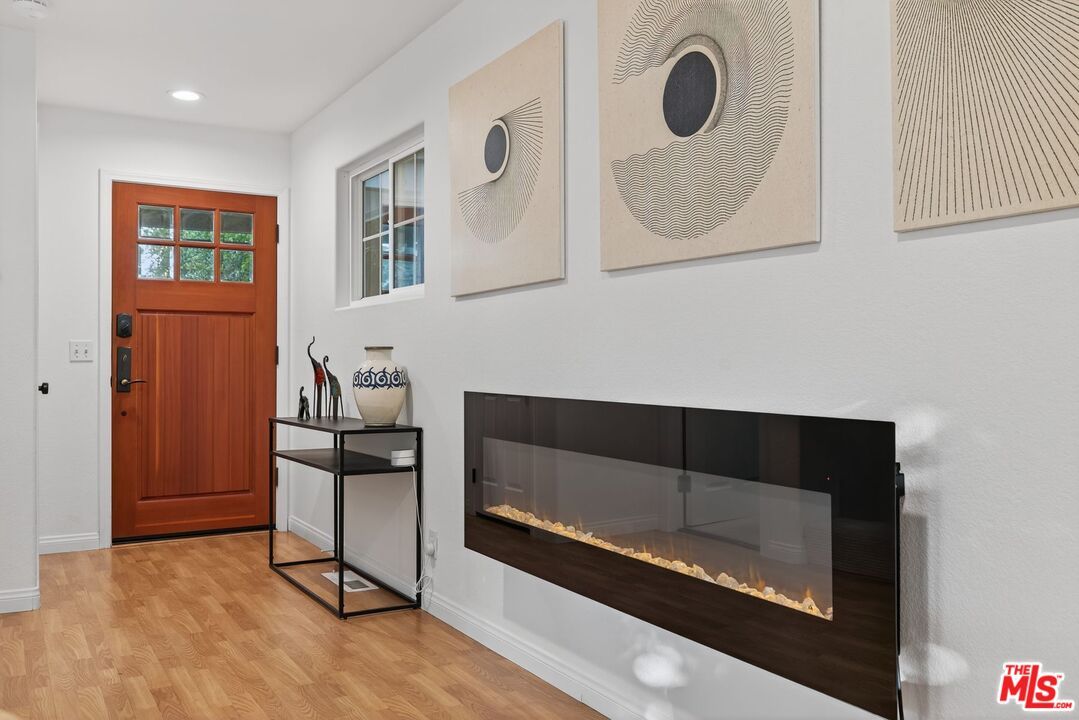 Fireplace, Interior, Recessed Lighting, Wood Texture Flooring