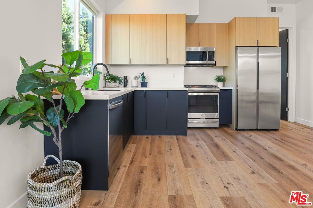 Interior, Kitchen, Stainless Steel Appliances, Wood Texture Flooring