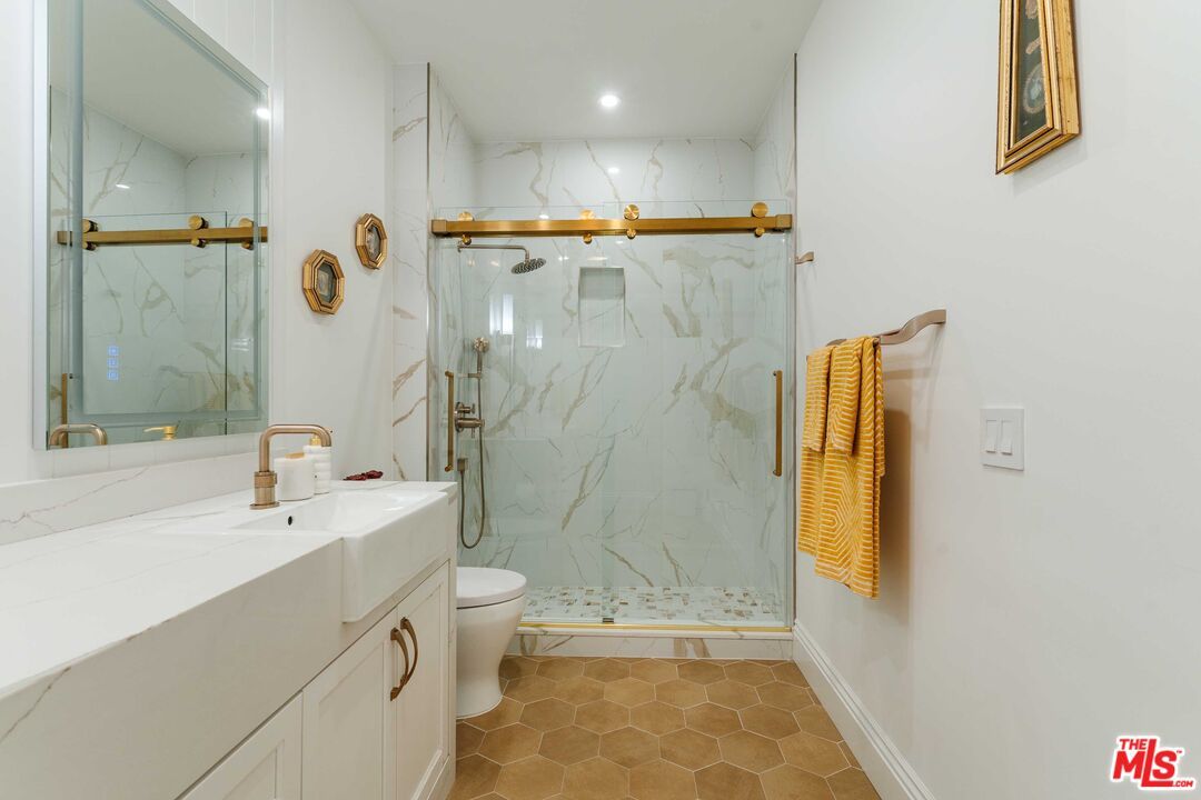 Bathroom, Glass Shower, Interior, Marble Walls, Recessed Lighting