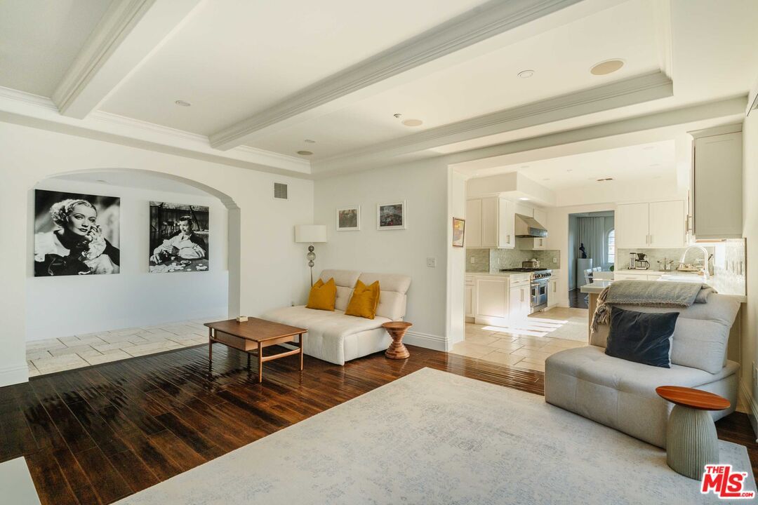 Interior, Kitchen, Living room, Recessed Lighting, Stainless Steel Appliances, Wood Texture Flooring