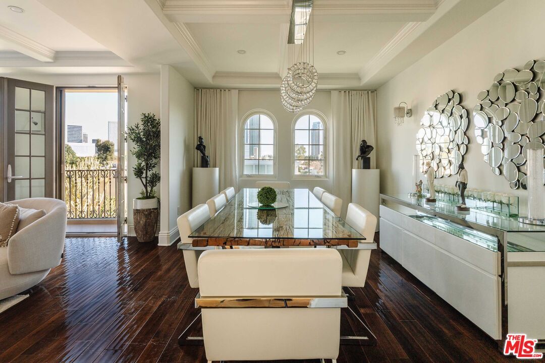 Dining room, Interior, Pendant Lights, Recessed Lighting, Wood Texture Flooring