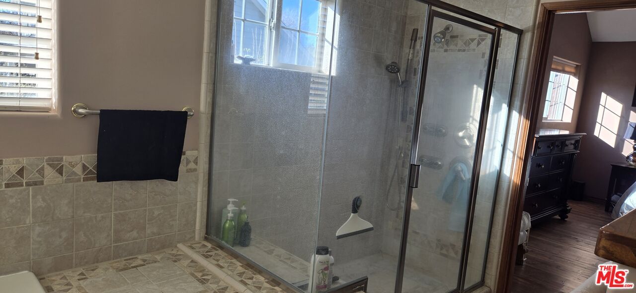 Bathroom, Glass Shower, Interior, Wood Texture Flooring