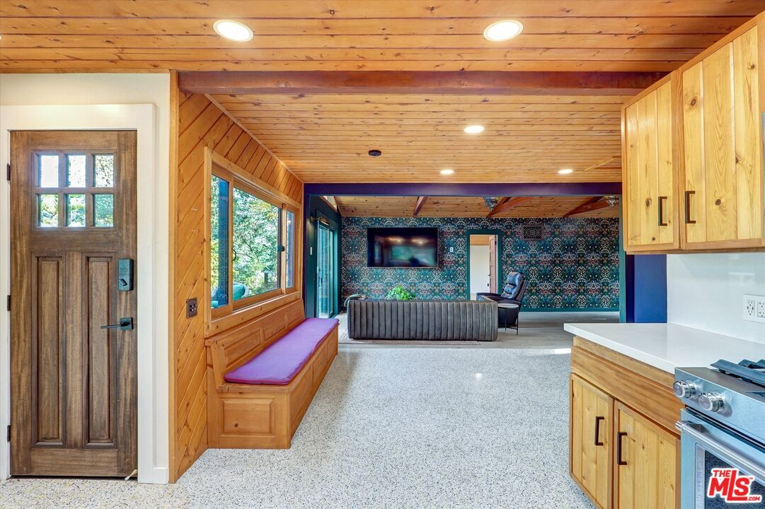 Interior, Kitchen, Recessed Lighting, Stainless Steel Appliances, Wooden Beams, Wooden Ceilings