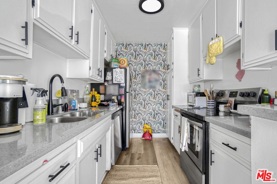 Interior, Kitchen, Stainless Steel Appliances, Wood Texture Flooring