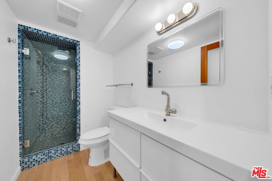 Bathroom, Glass Shower, Interior, Wood Texture Flooring