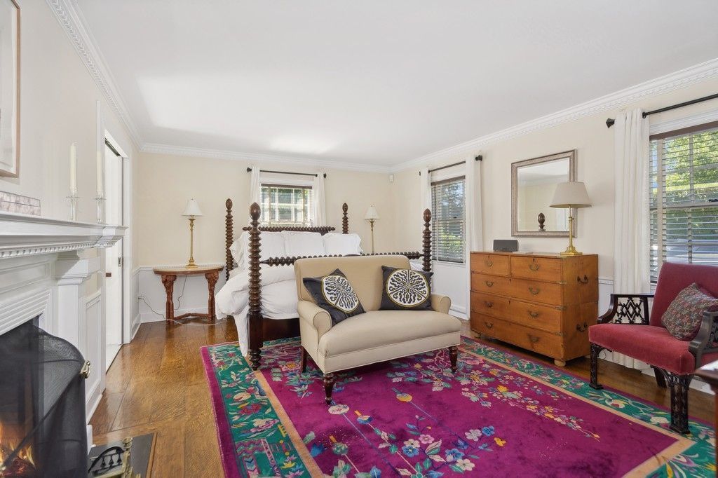 Bedroom, Fireplace, Interior, Wood Texture Flooring