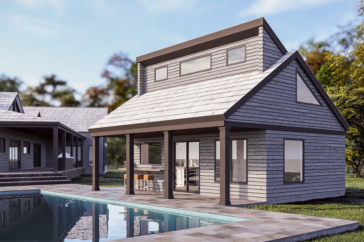 Exterior, Facade, Pool, Modern