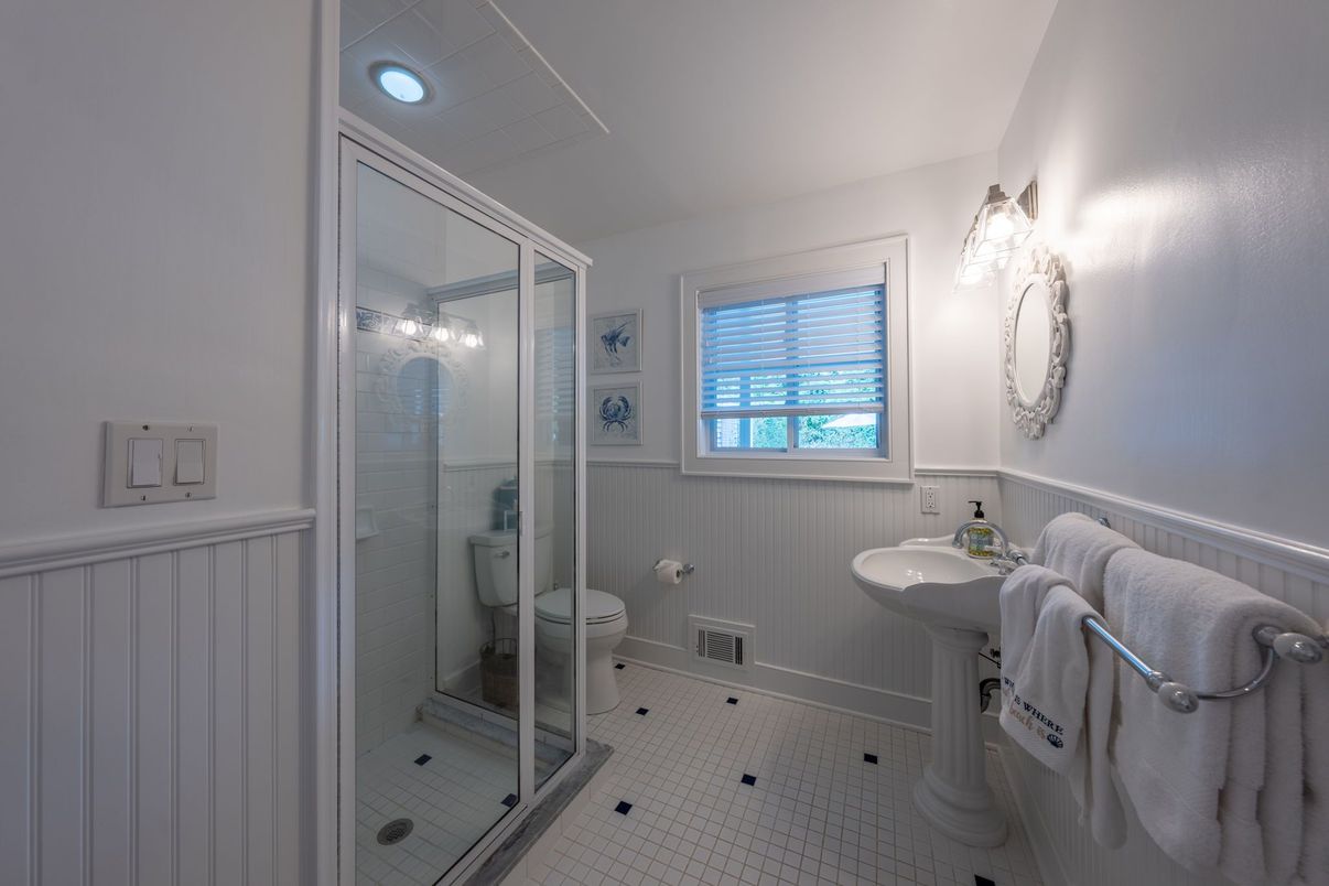 Bathroom, Glass Shower, Interior, Recessed Lighting