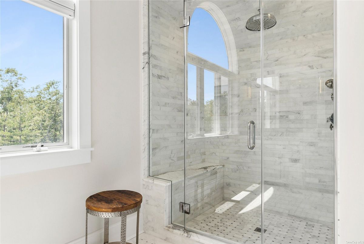 Bathroom, Glass Shower, Interior, Marble Walls