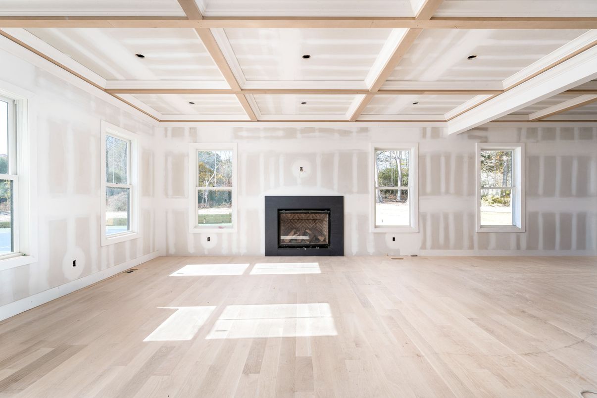 Empty room, Fireplace, Interior, Wood Texture Flooring