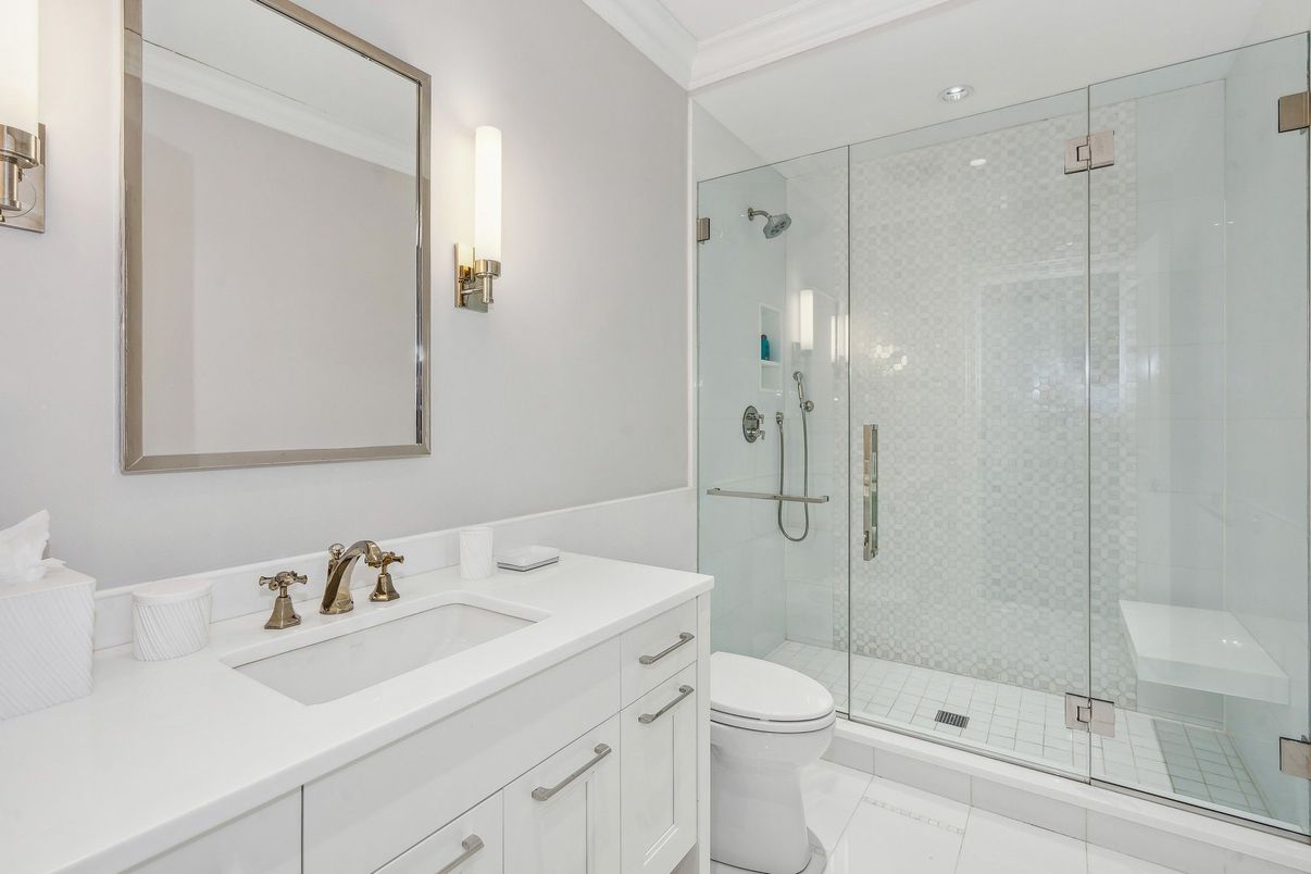 Bathroom, Glass Shower, Interior, Recessed Lighting