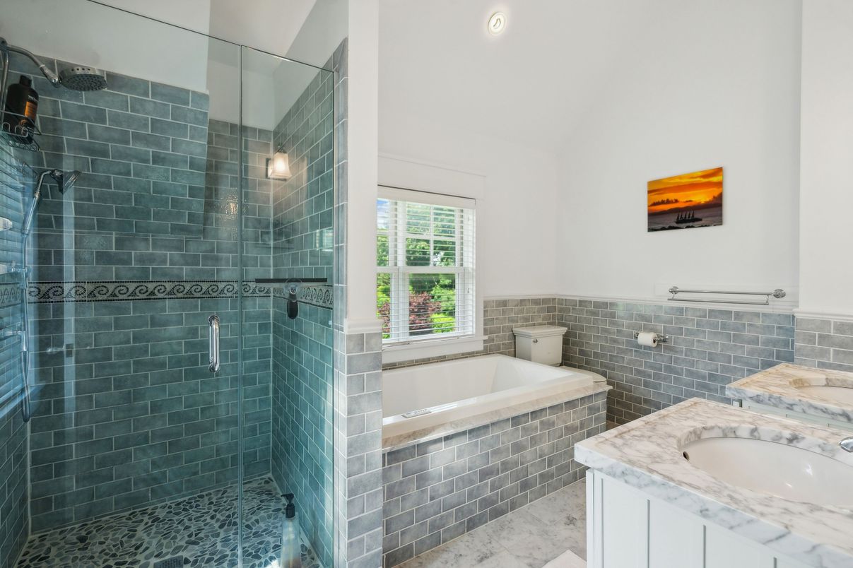 Bathroom, Glass Shower, Interior, Marble, Recessed Lighting