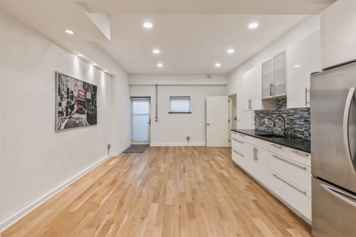 Interior, Kitchen, Recessed Lighting, Wood Texture Flooring