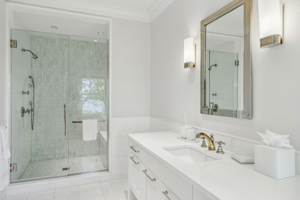 Bathroom, Dual Sink Vanities, Glass Shower, Interior, Recessed Lighting