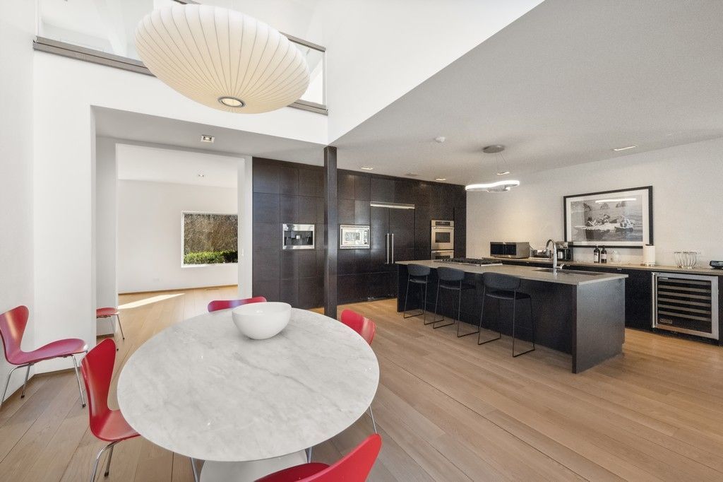 Dining room, Interior, Kitchen, Recessed Lighting, Wood Texture Flooring