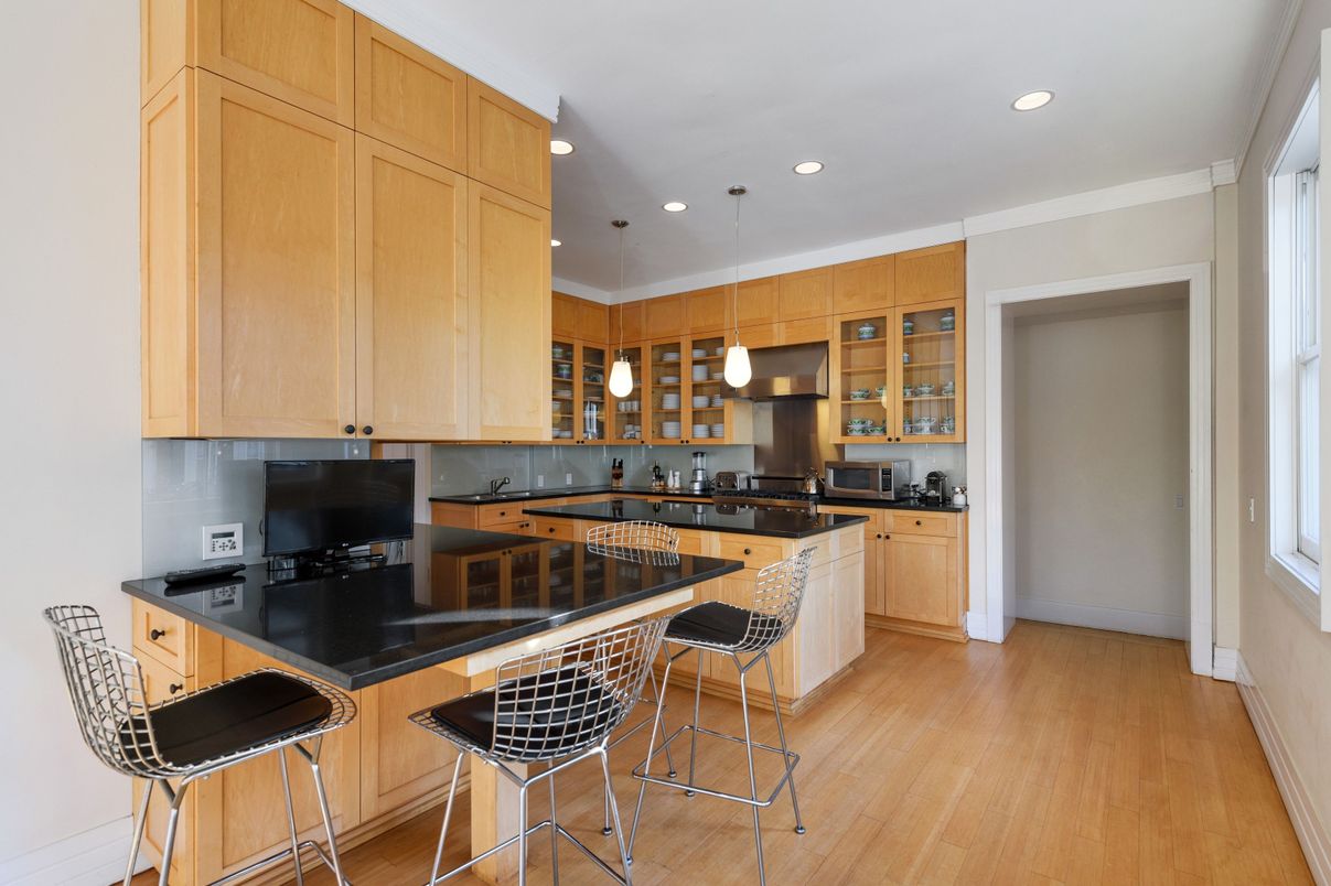 Interior, Kitchen, Pendant Lights, Recessed Lighting, Wood Texture Flooring