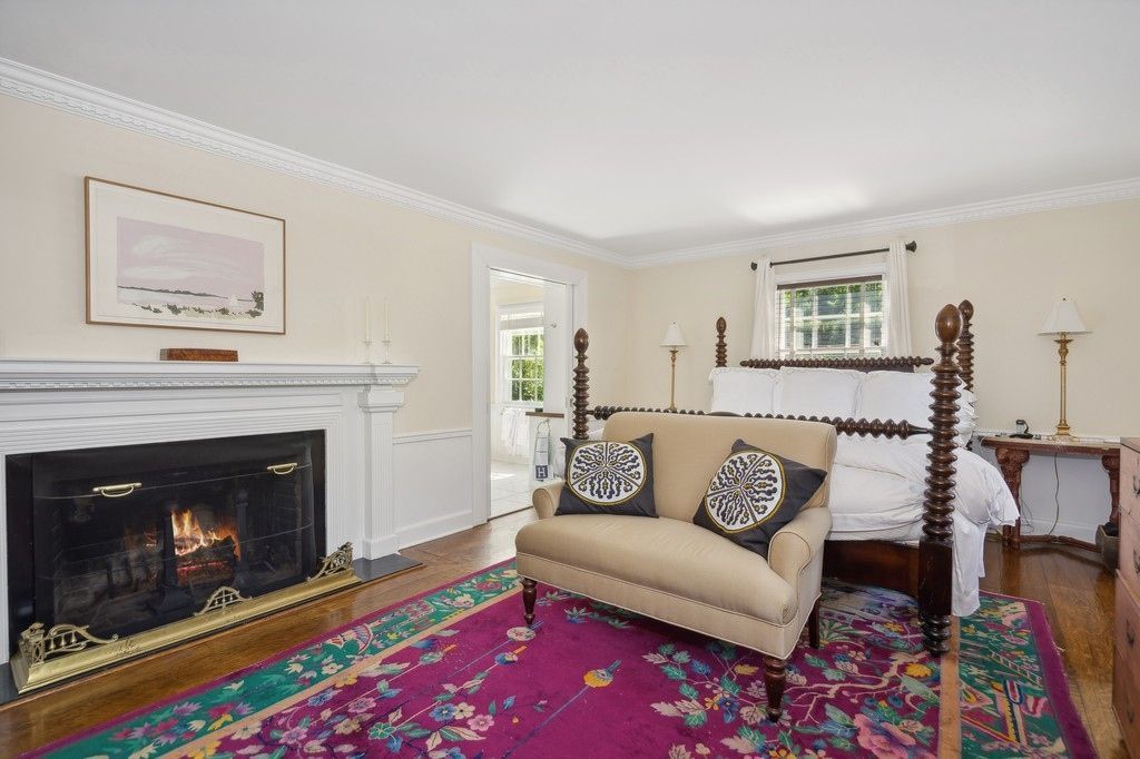 Bedroom, Fireplace, Interior, Wood Texture Flooring